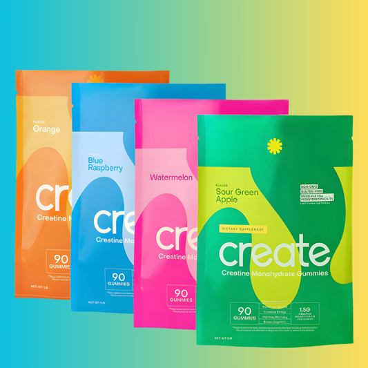 Create Creatine Gummies Creatine Monohydrate Gummies for Men & Women - Boost Focus, Strength, and Endurance, Anti-Melting Formula, Vegan, Gluten-Free, Non-GMO, 1.5 Gram Creatine per Gummy
