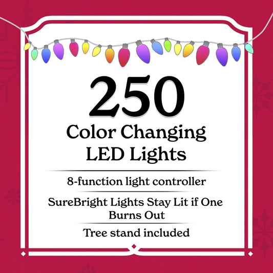 Christmas Tree artificial 6.5 feet with 250 color changing lights with stand