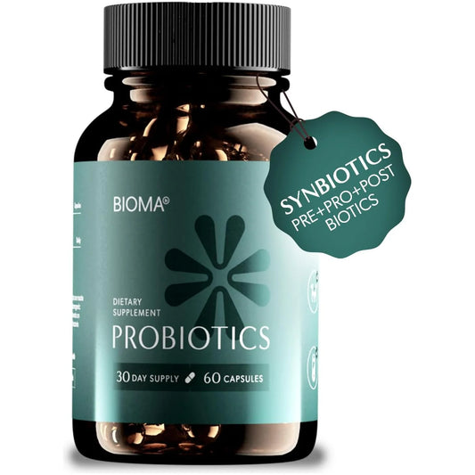 BIOMA Probiotics. Digestive Health – Gut Support Supplement for Men & Women with Xylooligosaccharides, Tributyrin & Bifidobacterium – Vegan, Gluten-Free, 60 Delayed-Release Capsules (30-Day Supply)