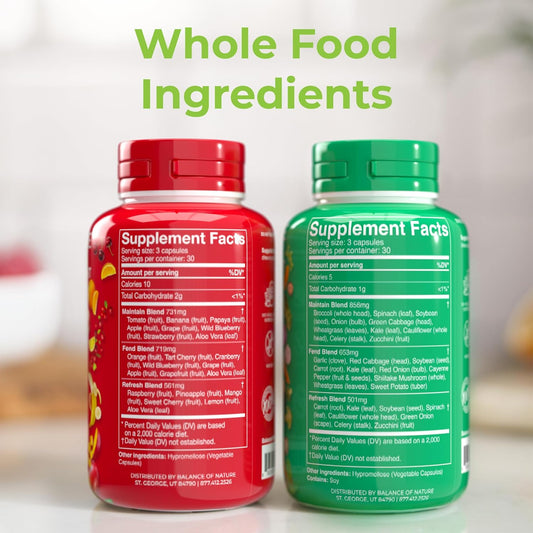 Balance of Nature Fruits & Veggies Supplements - Whole Fruit and Vegetable Ingredients for Women, Men, and Kids