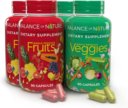 Balance of Nature Fruits & Veggies Supplements - Whole Fruit and Vegetable Ingredients for Women, Men, and Kids