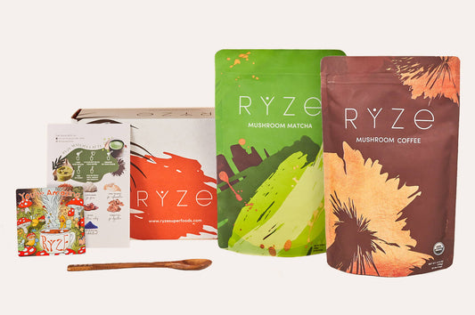 Ryze mushroom coffee and matcha