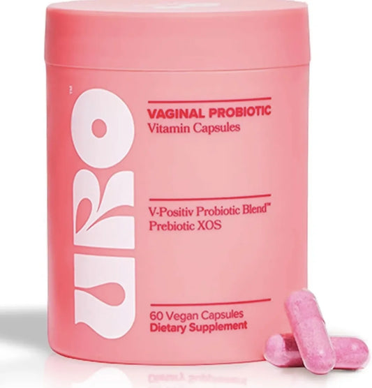 URO Vaginal Probiotic Supplement – 60 Vegan Capsules with V-Positiv Probiotic Blend and Prebiotic XOS for Women’s pH Balance and Vaginal Health